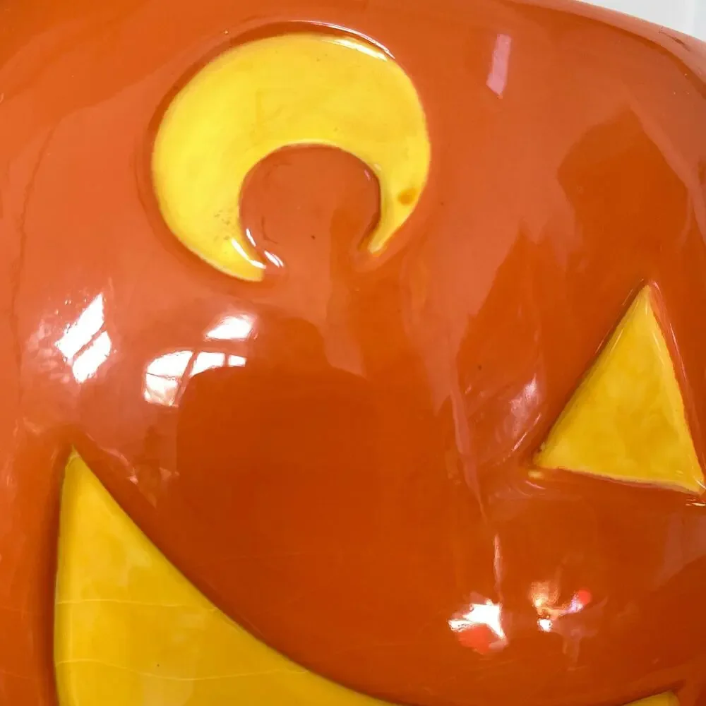Halloween Jack O Lantern Cookie Jar Ceramic Orange Pumpkin Boston Warehouse